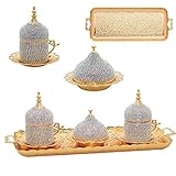 Alisveristime Ottoman Turkish Greek Arabic Espresso Coffee Cups with Saucer and Lid (Crystal Set)...