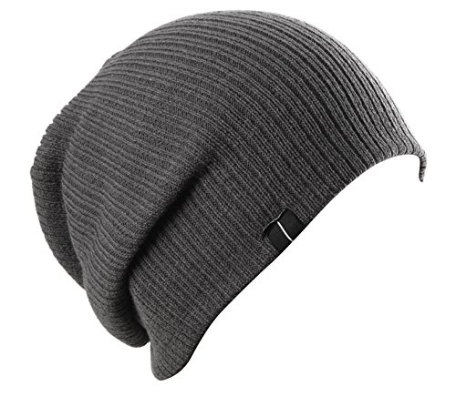 Slouch Beanie Slouchy Skull Hat Ski Hat Snowboard Hat Ribbed Beanie Oversize Beanie Three Styles in One Beanie: Wear it Slouch, Folded or Up Charcoal Gray Highly (TM)