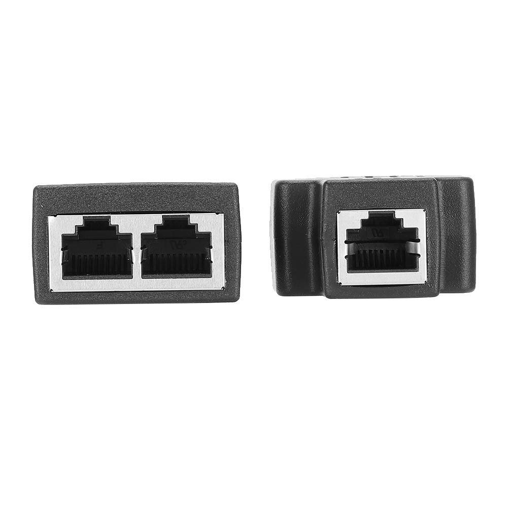 Przedłużacz do Kabli Splitter, Yctze Adapter do Kabla Ethernet 1in 2out RJ45 Złącze żeńskie Przedłużacz Kabla Splitter (Czarny)