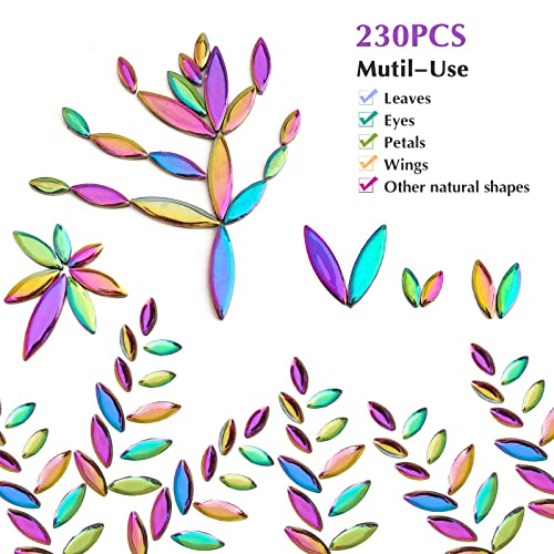 Youway Style Iridescent Ceramic Mosaic Tiles For Crafts, Petal Shape Mixed Mosaic Pieces For Mosaic Art And Craft Supplies (3 Sizes,200G) (Rainbow) #TOP5