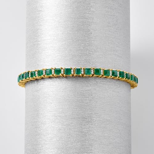 Ross-Simons 6.00 ct. t.w. Emerald and .50 ct. t.w. Diamond Tennis Bracelet in 18kt Gold Over Sterling3