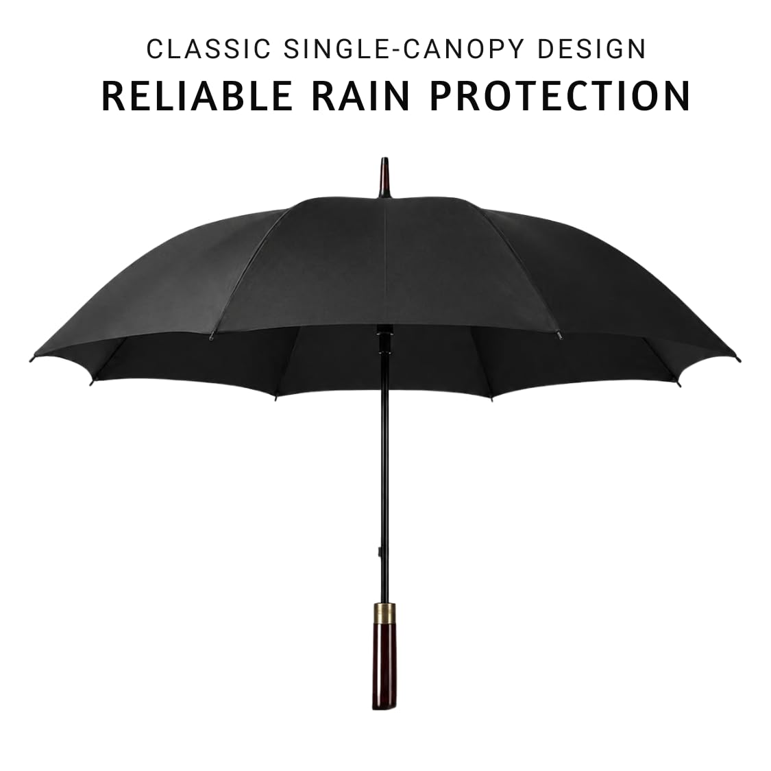 STAR WORK Large Windproof Umbrella with Wooden Handle – Auto Open Close, Folding Travel Umbrella with UV Protection, Fiberglass Ribs, Double Canopy – For Men & Women (RED) 4