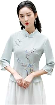 Chinese Vintage Embroidery Tang Suit Tops Ethnic Elegant Slim