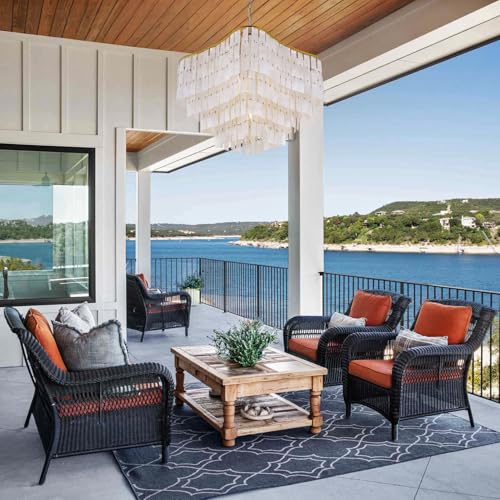 TOCHIC Modern Capiz Chandelier Lighting, 7 Lights Natural Shell Ceiling Light Fixtures Gold Seashell Coastal Style Chandelier Pendant Light Fixture for Dining Room Living Room Hallway Foyer, Entryway - Image 5