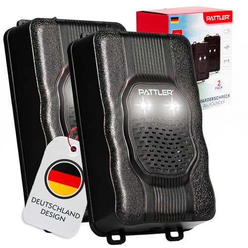 PATTLER® Anti Rongeur avec lumière | Repulsif Ultrason Anti Loir et Anti Martre | Anti Martre Voiture avec Alimentation par Batterie de Voiture 12V, Piles AA...