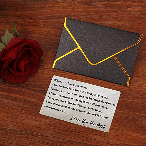 Engraved Wallet Insert Anniversary Idea for Men, I Love You, Boyfriend Card, Metal Wallet Card Insert, Mini Love Note, Anniversary Card from Wife, Anniversary Cards for Husband, Deployment Idea4