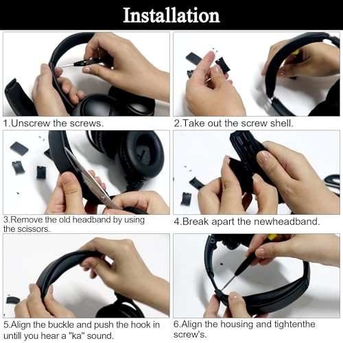 Repuesto de diadema para Bose Quietcomfort 35 - Diseño snap-on para QC45 QC35II QC35 con cable y inalámbrico, instalación rápida (Negro) miniatura 6