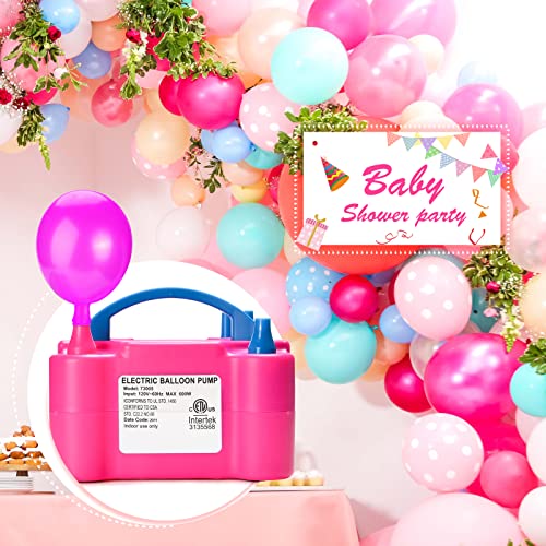Electric Air Balloon Pump, Agptek 110V 600W Rose Red Portable Dual Nozzle Inflator/Blower For Party Decoration #TOP3