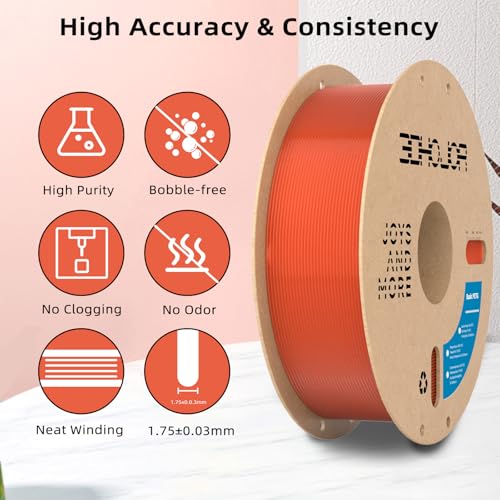 Image of 3DHoJor Update Basic PETG Filament 1.75mm, PETG 3D Printer Filament, 2.2 LBS (1KG) Cardboard Spool, Fit Most FDM 3D Printer, Translucent Orange