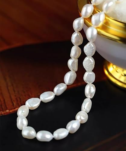 Rakumi Baroque Pearl Necklace for Women White Freshwater Cultured Pearl Necklace 18inch - Thumbnail 4