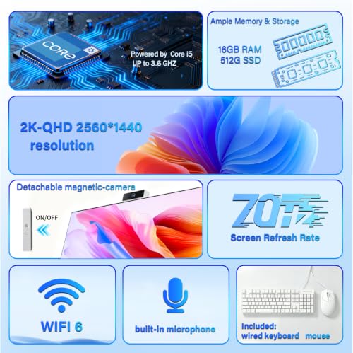 Image of suevery 27 inch All-in-One Desktop Computer,27 inch Core i5 AIO Gaming PC