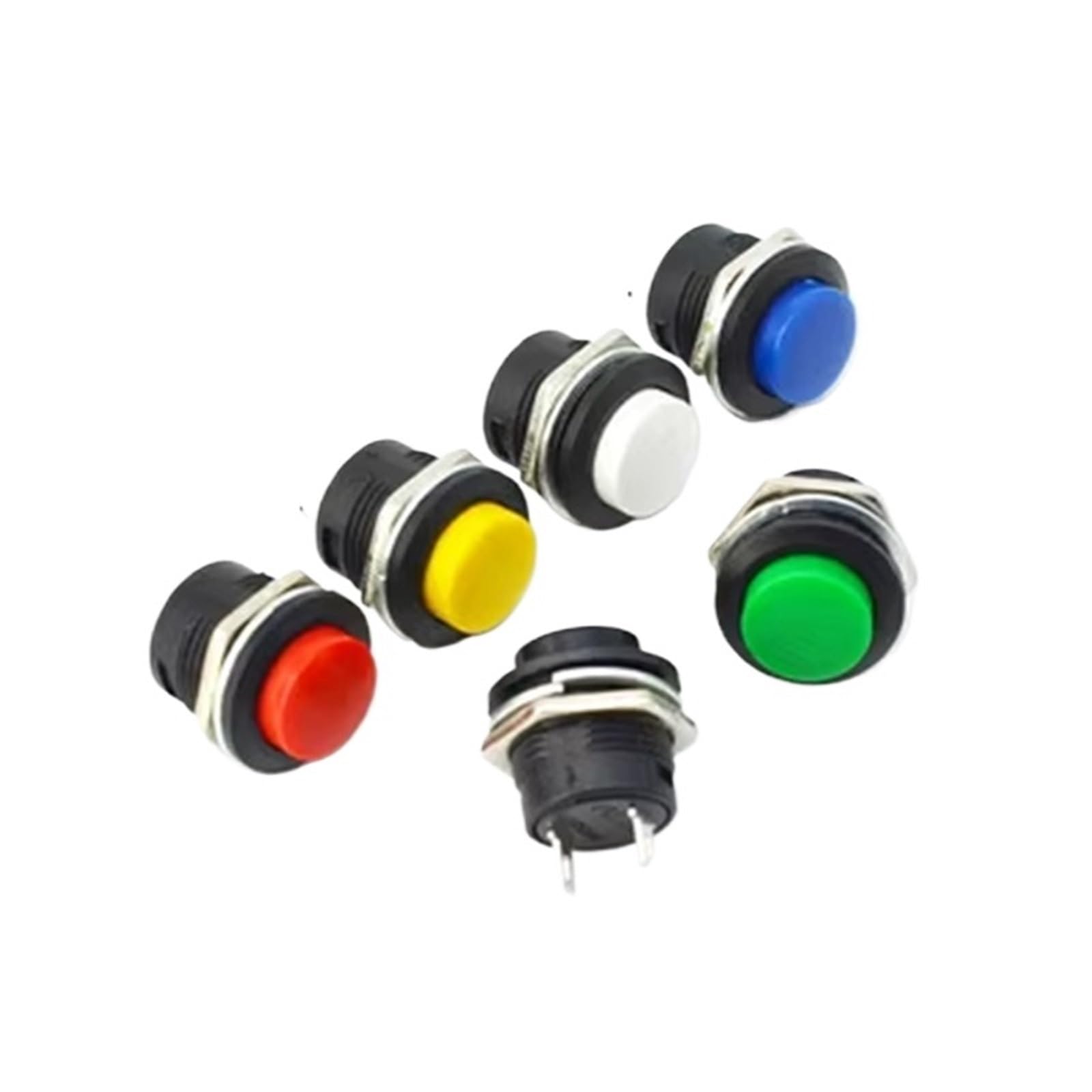 20 pulsadores momentáneos de 16 mm R13-507 con autorrecuperación, 6 A, 125 V, 3 A, 250 V(Green)