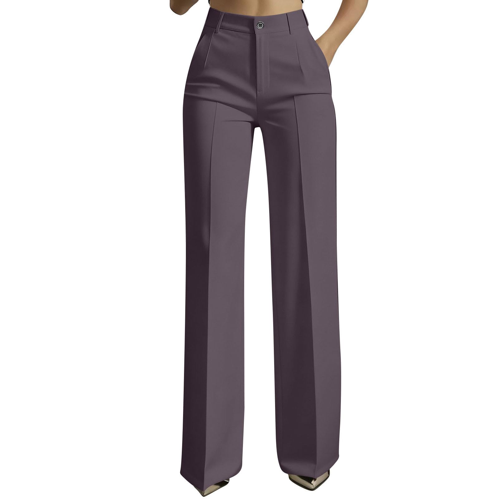 Dress Pants for Women Trendy 2026 High Waist Stretchy Work Pants Business Casual Straight Leg Trousers with Pockets — view 11