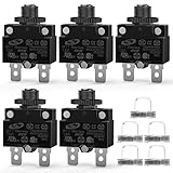 Nilight 5PCS 15 Amps Thermal Circuit Breaker 125/250V AC 65V DC Push Button Manual Reset Overload Protector Waterproof Cap Auto Trip Resettable for Industrial 12-24V Auto Cars