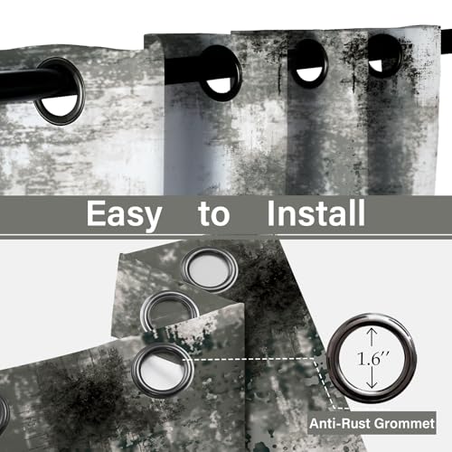 Image of Asuexpect Abstract Curtains 2 Panels Abstract Rust Curtain Room Darkening Grommet Window Drapes Modern Decorative Window Treatments for Bedroom Living Room, 52x63 Inches, Black Grey
