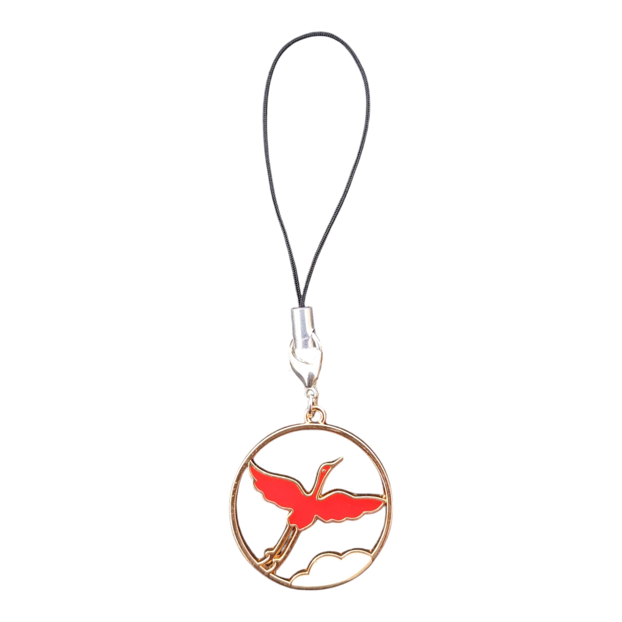 Flying Bird Phone Charm Red and Gold Circle Pendant Metal Mobile | Adds a stylish decorative touch to phones, tablets, cameras, keychains, bags-image-32