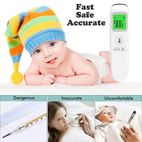 Medical Forehead Thermometer for Fever, Digital Infrared Non-Contact Thermometer with Instant Accurate Reading, Fever Alarm and Memory Function, for Baby, Kids and Adults
