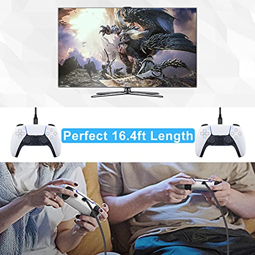 16.4Ft Charger Charging Cable For Ps5/For Xbox Series X/S Controller/For Switch Pro Controller, Replacement Usb Charging Cord Nylon Braided Type-C Ports Accessories For Playstation 5/For Xbox Series X #TOP6