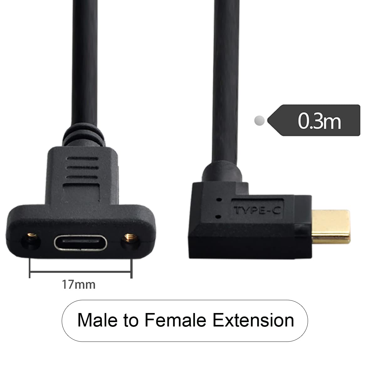 PNGKNYOCN Cavo di prolunga USB di tipo C da 90 gradi su giù ad
