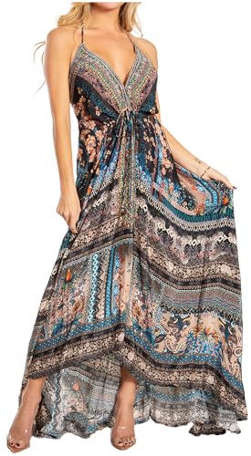Image of Sakkas Lizi 2025 Womens Maxi High-Low Halter Handkerchief Long Dress Beach Party