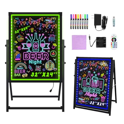 Hosim Standing A-Frame LED Message Writing Board, 32”x 24