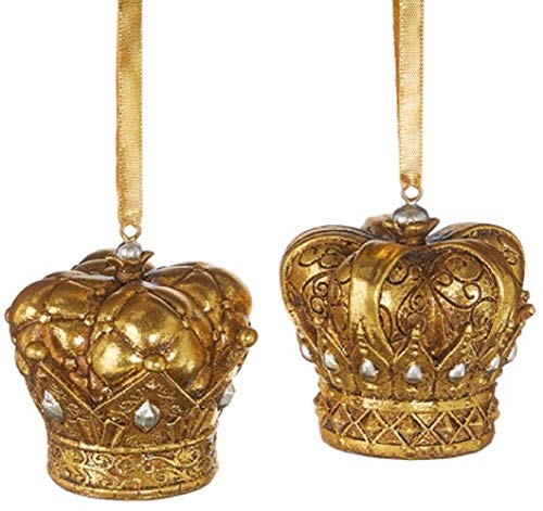 Raz Imports Set Of 2 We Three Kings 3" Gilded Crown Christmas Tree Ornaments #TOP21
