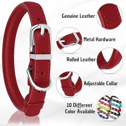 OOPSDOGGY Soft Roll Leather Dog Collar