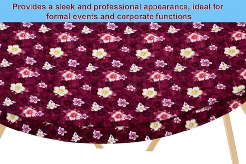 Image of The Furnishing Tree Elastic Oval Dining Table Cover WxL 35x63 in Inches Polyester Floral Pattern Red