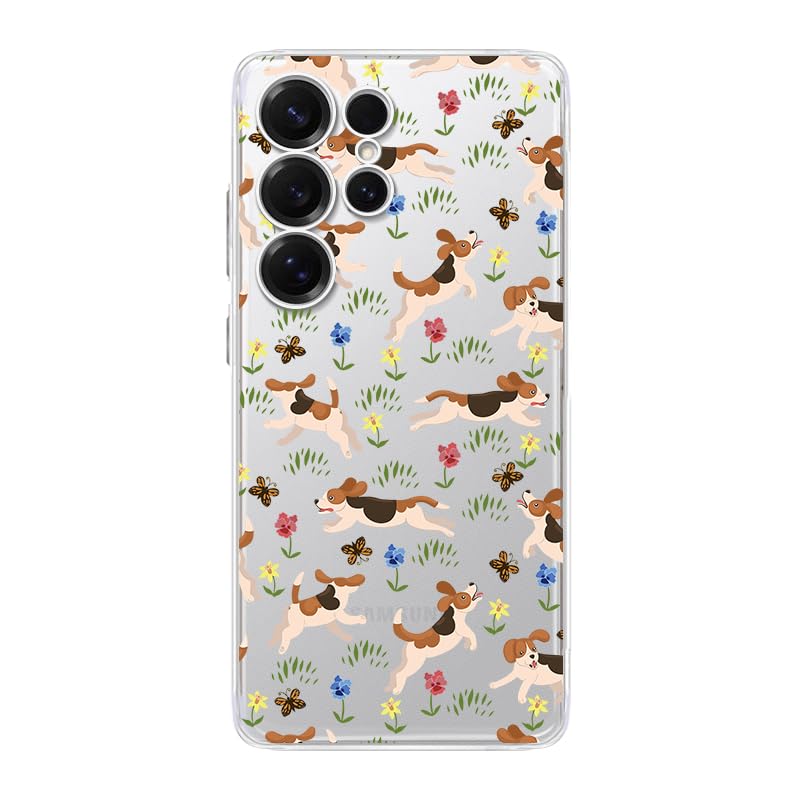 Blingy's for Samsung Galaxy S25 Ultra Case, Cute Beagle Dog Design Funny Pet Pattern Cartoon Animal Style Transparent Soft TPU Protective Clear Case