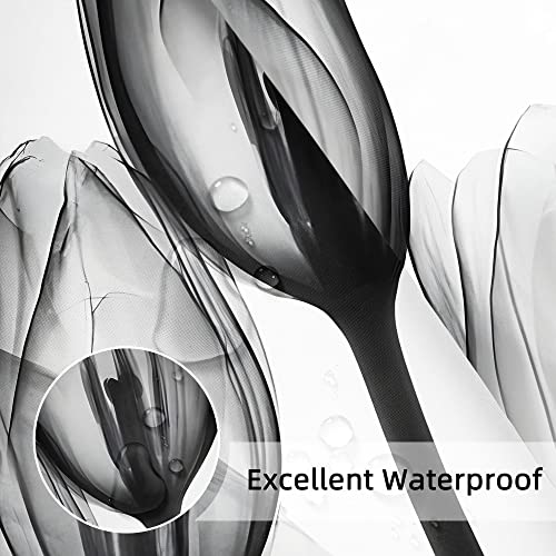 Tulip Shower Curtain Black And White Grey Flowers Shower Curtains Elegant Modern Floral Waterproof Polyester Fabric Shower Room Curtain Decorative For Bathroom Tubs Hotel With 12 Hooks, 72X72 Inches #TOP3