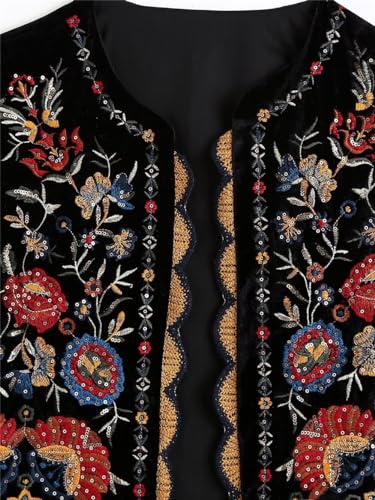 Women Embroidered Floral Vest Y2k Sleeveless Open Front Cardigan Boho Crop Vest Blouse Vintage Coquette Jacket3