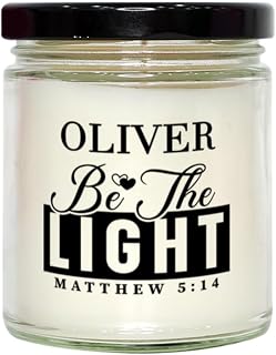Bible Verse for Oliver Candle,Christmas Gifts for Oliver Be The Light Mattew 5:14 Gifts for Women Coworker Oliver Name Birthday Candle Christmas Gifts, Housewarming, Soy Wax, Scented, Decor