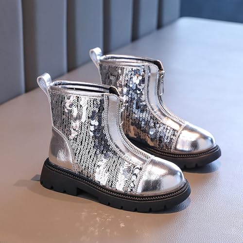 IWIHMIV Girls Ankle Booties Toddler Glitter Boots Girls Boots Kids Ankle Boots Comfortable Girls Zipper Booties Girls Short Boots4