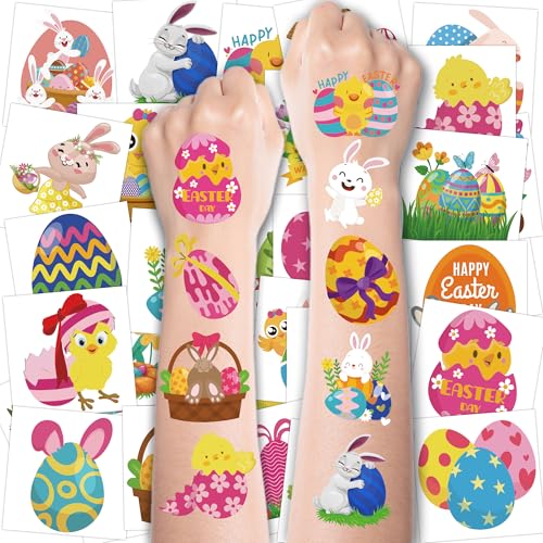 MDDRUIQI Easter Tattoos for Kids - Easter Basket Essentials Bulk - Egg Fillers Stickers for Boys Girls,Kids Easter Gifts Toys for Teens | Easter Games Crafts Party Favors for Adults(80 Pack)