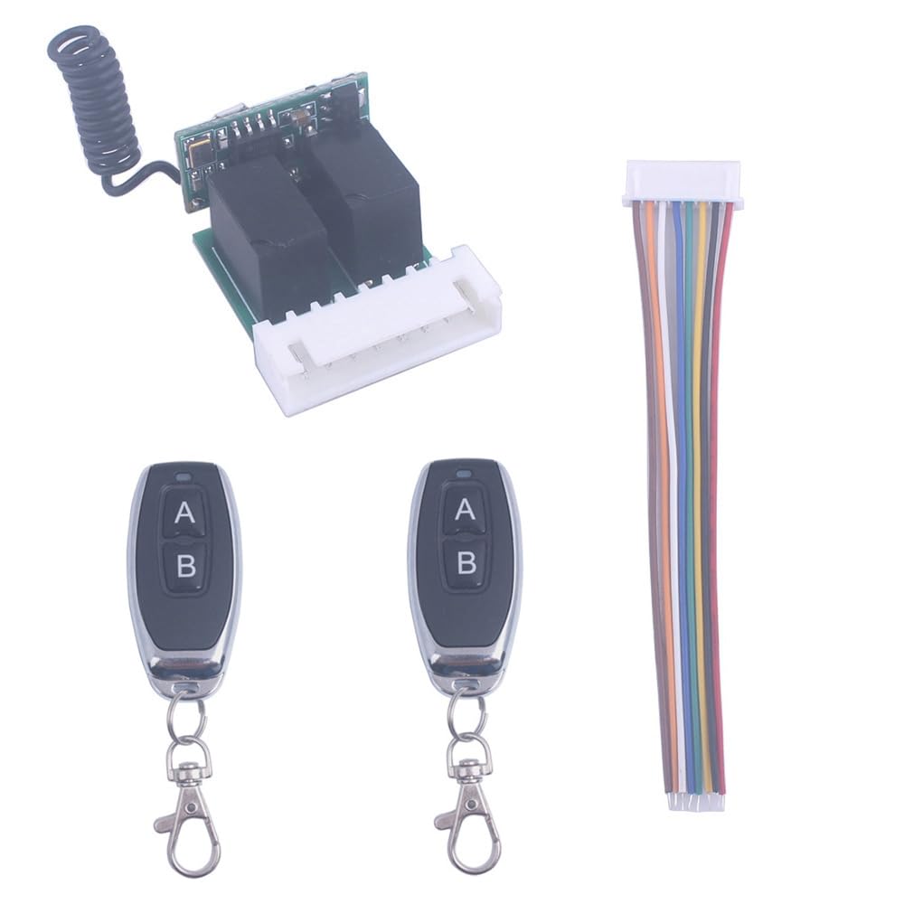 Mini 4V-12V 5V 6V 2 canaux Commutateur de relais Micro-interrupteur d’apprentissage de télécommande sans fil, 433Mhz Contrôle ÉmetteurRécepteur 2CH 4V à 12V Relais ON OFF Circuit (2* Contrôleur)