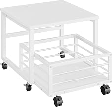 Priti Mini Fridge Stand with Movable Storage Basket, Heavy Duty Metal Fridge Stand with Wheels & Adjustable Feet, Rolling Refrigerator Stand for Mini Fridge, Microwave, Coffee Machine