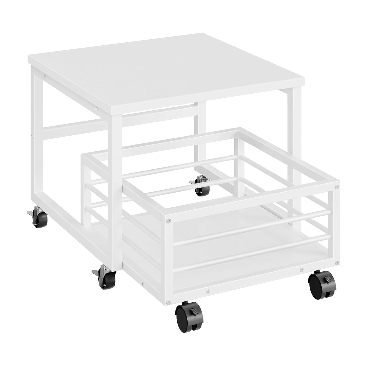 Priti Mini Fridge Stand with Movable Storage Basket, Heavy Duty Metal Fridge Stand with Wheels & Adjustable Feet, Rolling Refrigerator Stand for Mini Fridge, Microwave, Coffee Machine-image-25