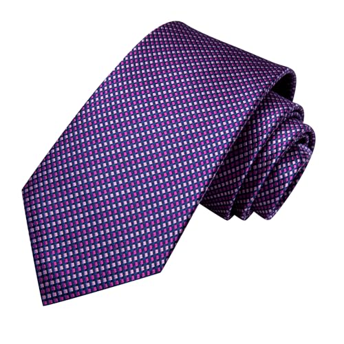 Image of Hi-Tie Mens Plaid Ties Classic Paisley Necktie with Handkerchief Cufflinks Set Business Stripe Tie