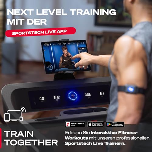 Sportstech Profi Laufband klappbar für Zuhause | Deutsche Qualitätsmarke | sTread Lite bis 20 km/h mit APP | große Lauffläche mit 17% Incline bis 150 kg | LED & Tabletholder | Fitness Treadmill – Bild 6