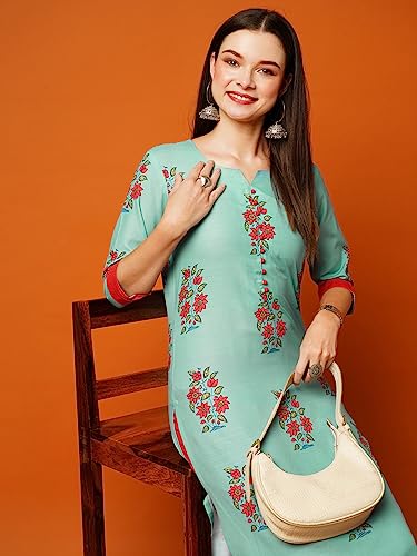 Image of ANNI DESIGNER Women's Cotton Blend Kurta With Pant