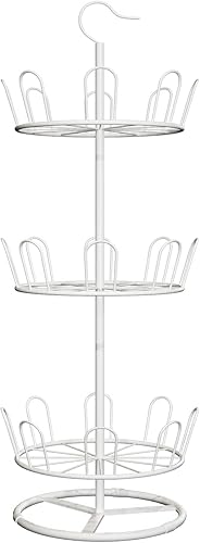Miniatura 1 de TANGGU Estante organizador de zapatos redondo giratorio, estante giratorio de hierro para zapatos, zapatero circular de pie (3 niveles, blanco)
