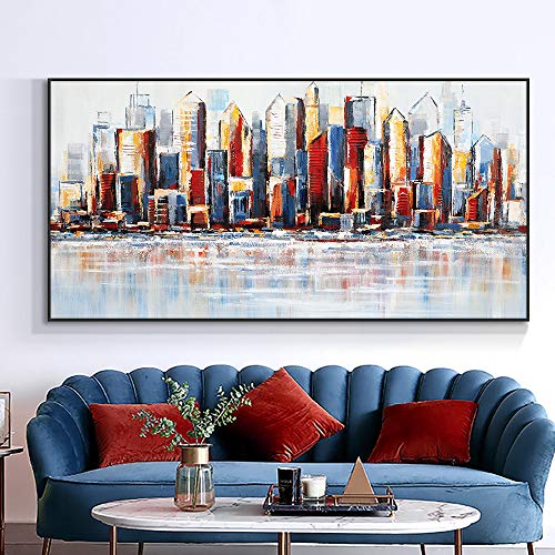 Peinture rouge sur toile peinte à la main pour réchauffer votre salon moderne