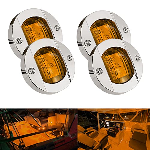 Lumière LED ambrée de courtoisie ronde 12V étanche pour finitions haut de gamme de bateau