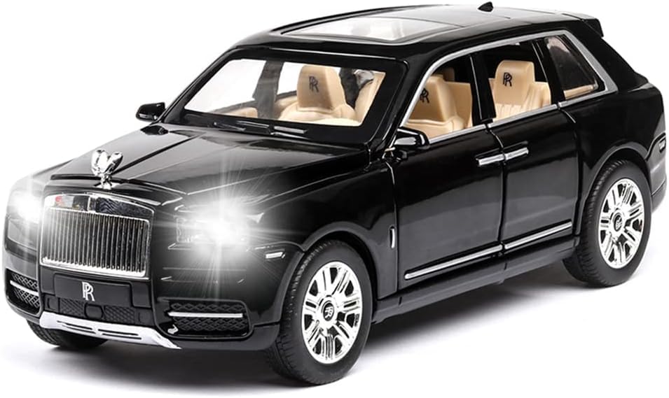 Image of 1:24 Rolls-Royce Cullinan Diecast Model Car Alloy Pull Back Toy Car with Sound & Light, Collectible Vehicle for Kids & Adults, Birthday Gift for Boys & Girls (Black)