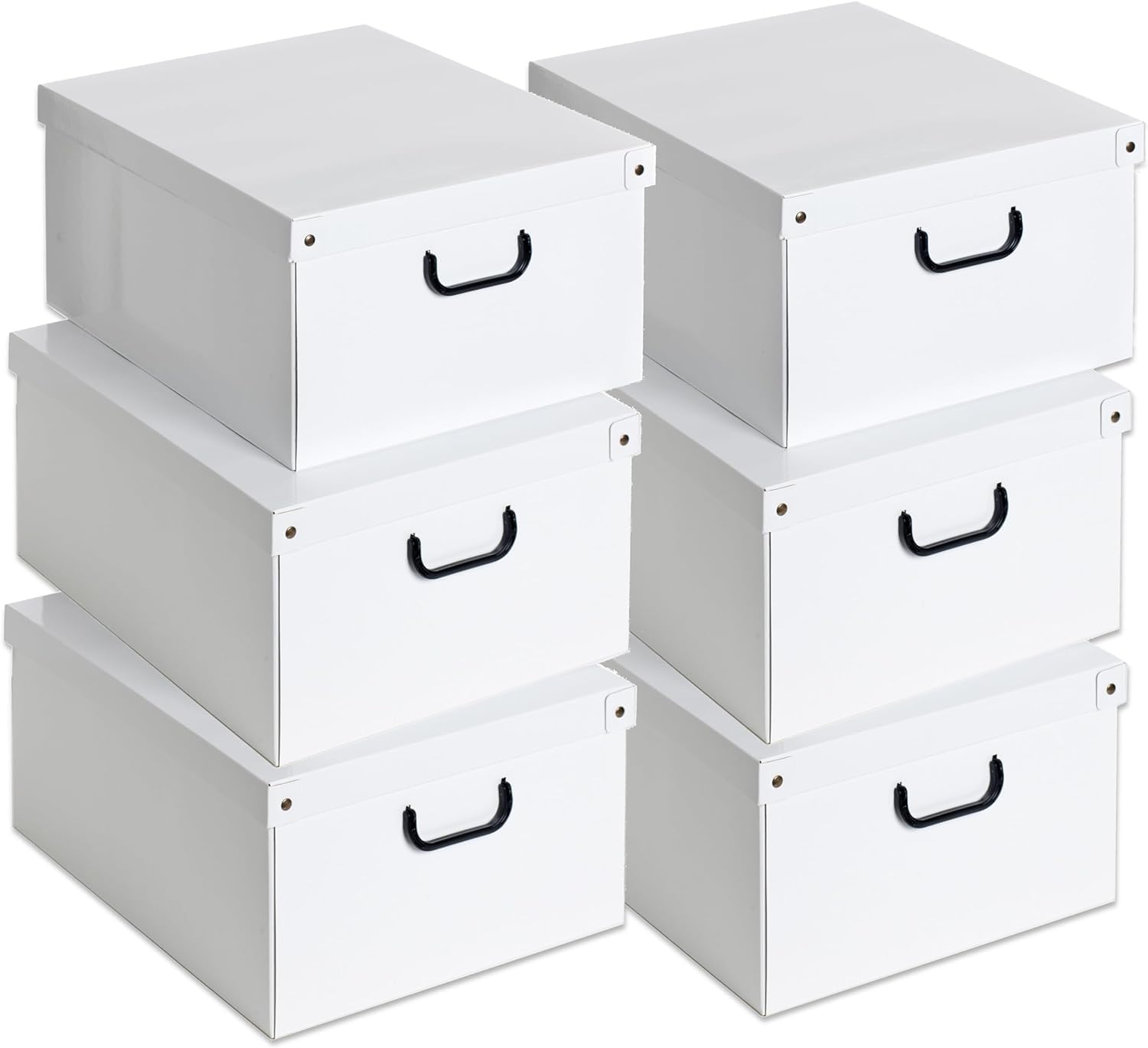 Lavatelli – Set of 6 Large White Cardboard Storage Bins with Lids for A4