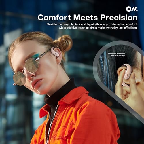 Image of Oladance OWS Pro Open-Ear True Wireless Headphones, Noise Cancellation, Stable Bluetooth 5.3 Connection, Amplifier Chip, Virtual Bass, 360 Superior Sound, 16H Playtime, Comfortable Fit (Pink)