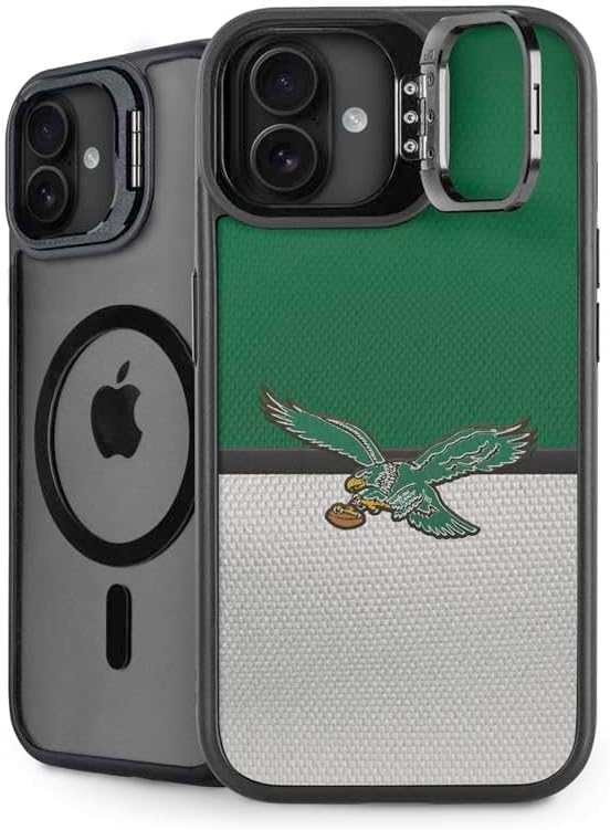 Skinit Kickstand Phone Case Compatible with iPhone 16 Plus - Officially Licensed NFL Philadelphia Eagles Retro Logo Design