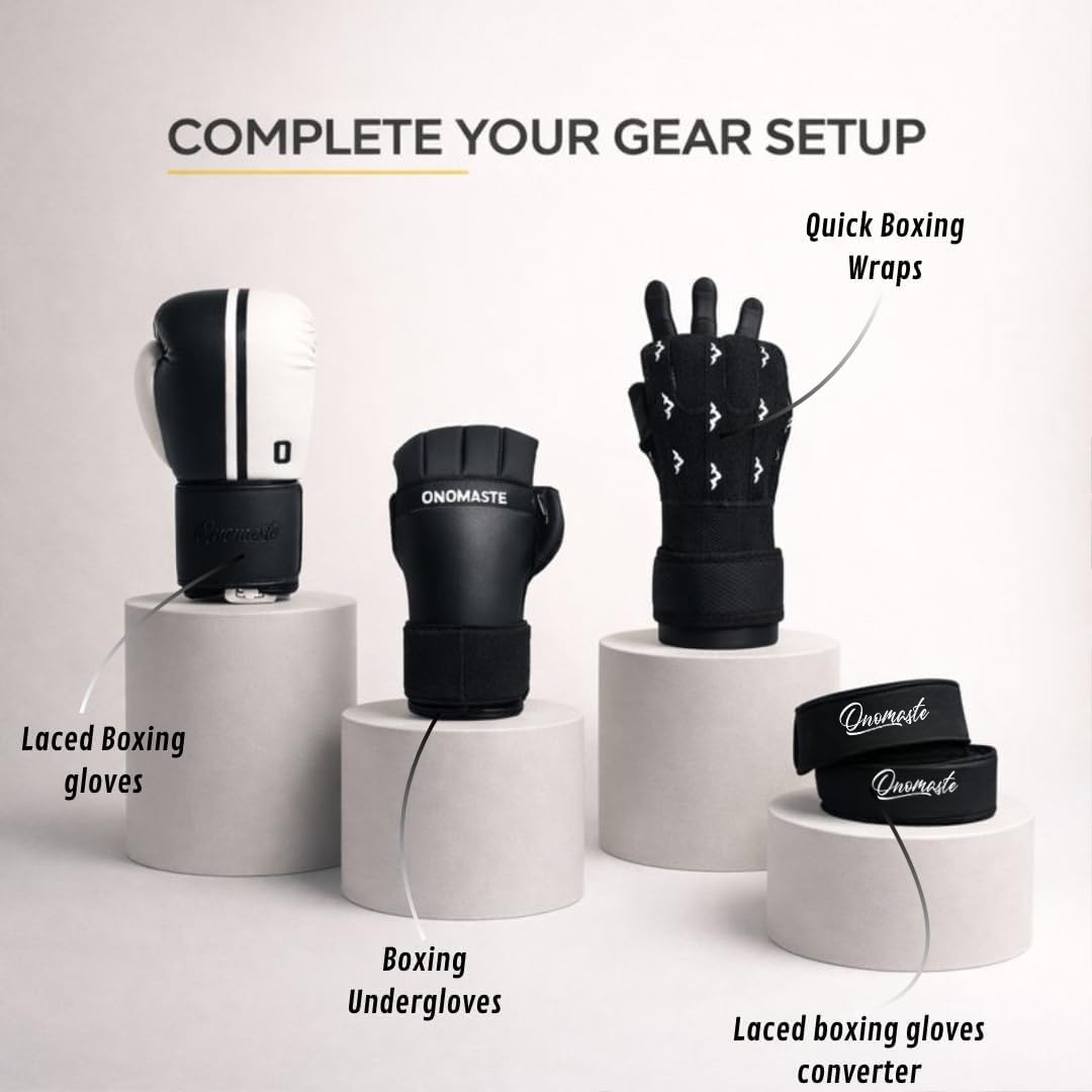 Guanti da boxe professionali, pelle premium, chiusura con lacci, nero, muay thailandese, adulto unisex