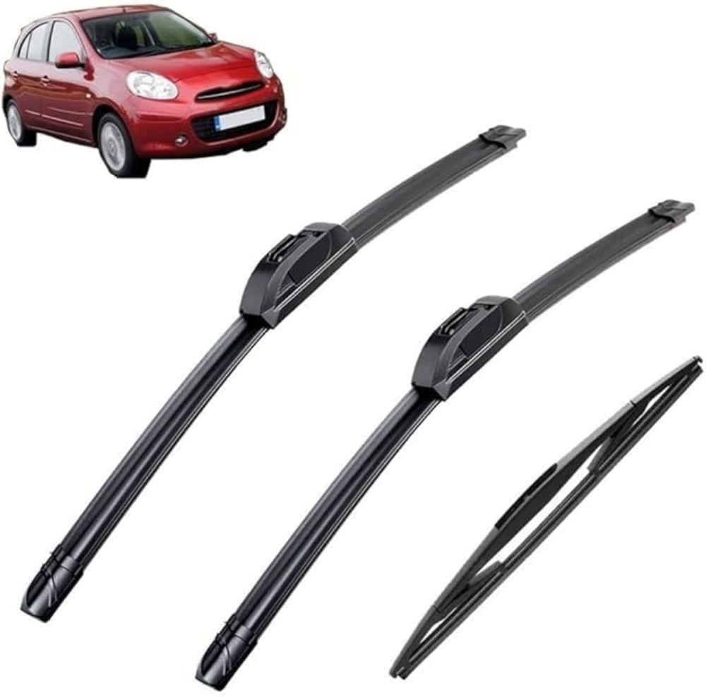 NYSLDSCO Premium Exact Fit Windscreen Wiper Blades for Nissan Micra March K13 2010 2011-2015 2014 Durable Natural Rubber Easy Fit for a Quiet and Streak Free Wipe