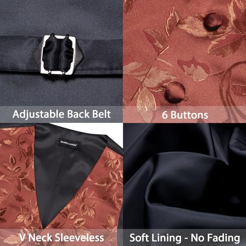 Image of Barry.Wang Formal Men Flower Vest Paisley Jacquard Silk Ties Suit Waistcoat Set Wedding 5PCS